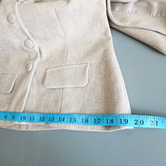 Marlies Grace Cate Coat - Blazer With Cape-Style Sleeves in Cream Grey Wool XS - Picture 12 of 14